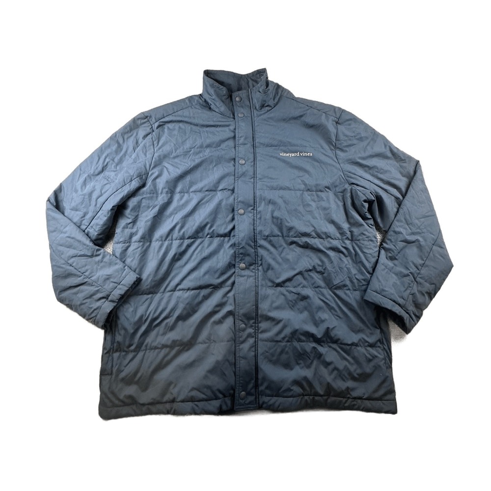 Vineyard Vines Jacket Men XL Blue Quilted Chest Flannel Lined Preppy Outdoor